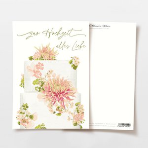 Wedding card cake with flowers, FSC certified