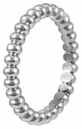 Stainless steel beaded ring, stackable design, available in sizes 52, 58, 62, 54, 60, 56.