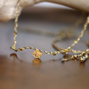 Geflochtene Halskette mit Polki-Diamantanhänger