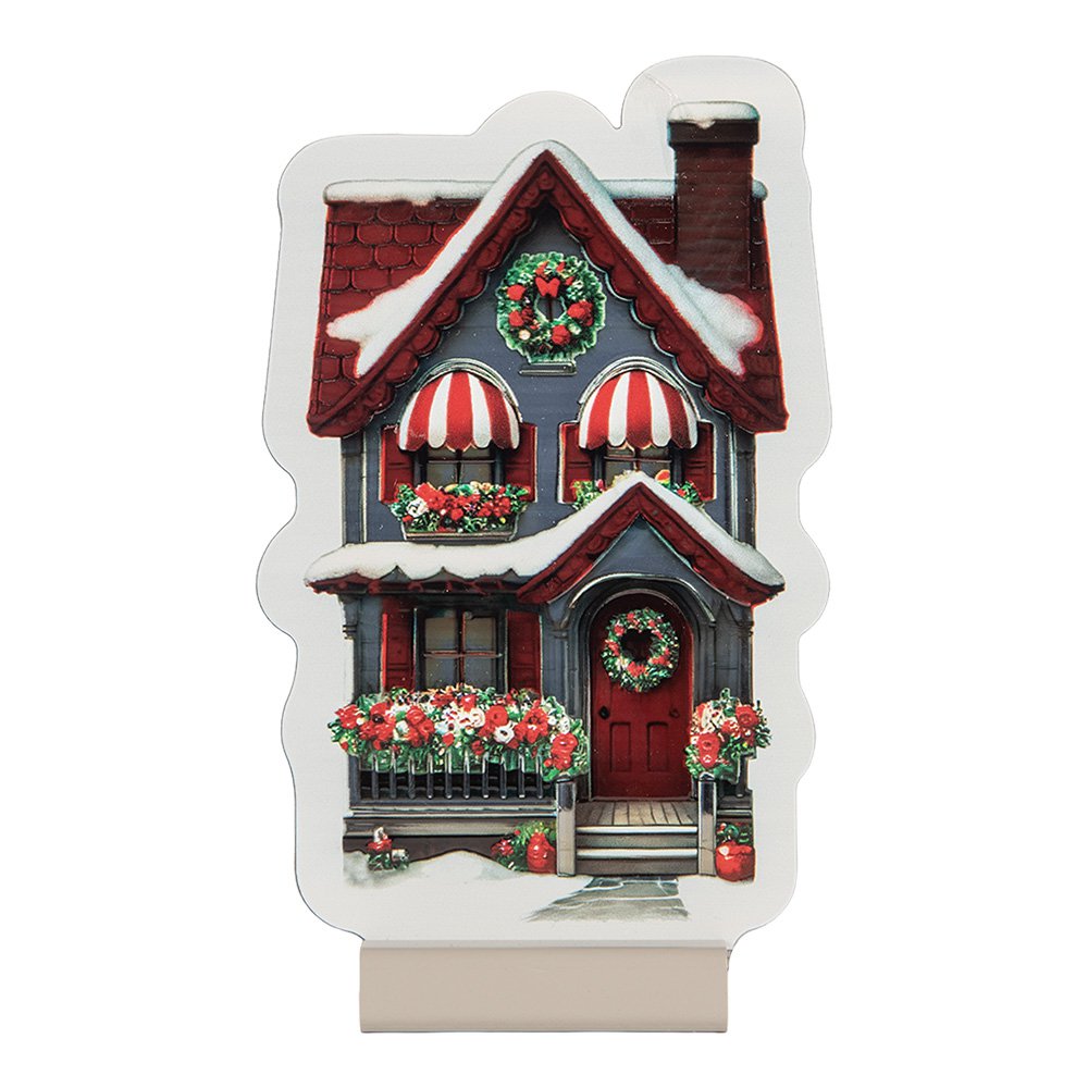 Kerst Infinity Spiegel Lamp Huis 13x5x21 cm Rood Kunststof