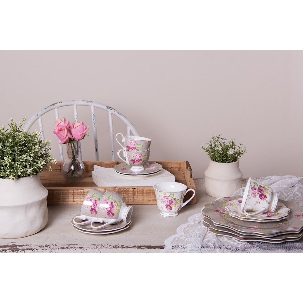 Dinerbord Ø 28 cm Groen Keramiek Bloemen Eetbord