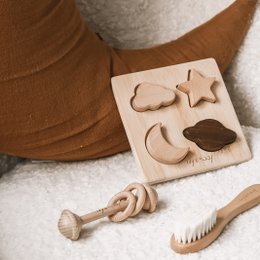 Træ babypuslespil | Bæredygtigt babypuslespil | Trælegetøj