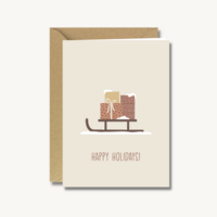 Kerstkaart met envelop - Happy holidays sleigh