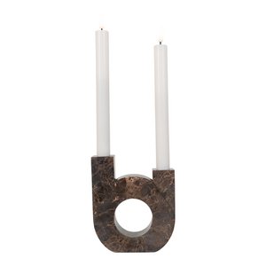 Kerzenhalter - Marmor, Braun, 12x3,5x14cm
