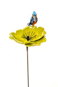 ZIMBA-ARTS METALEN GROENE IJSVOGEL POPPY BLOEM