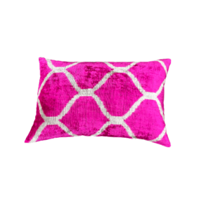 Velvet Ikat Kussen Ocean Fuchsia Pink