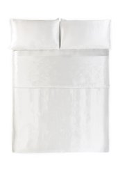 Soft, luxurious white duvet cover made of high-quality silk material. Features a simple, elegant design that complements any bedroom decor.