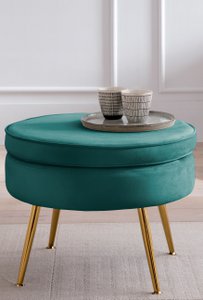 Ronde fluwelen poef groen