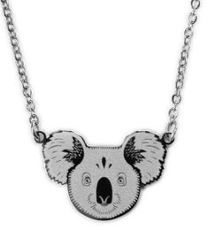 Silver koala necklace pendant, kids jewelry, animal charm, chain necklace