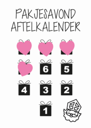 A calendar with pink heart-shaped icons and numbered squares, featuring the text "Packet Night" in the title.