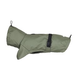  Light grey raincoat for pets, size 50, with adjustable straps for a secure fit.