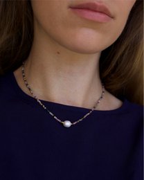 Tee - toermalijn kristal ketting met parel