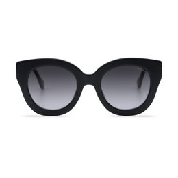 Black cat-eye sunglasses with gradient lenses.