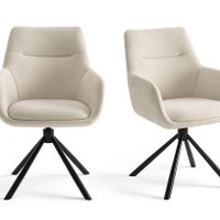 Swivel - Dining room chairs with armrest set of 2 - Olivia - Beige - Fabric