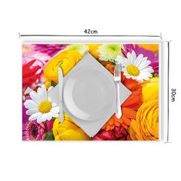 Artipics Platzset abwaschbar 4er-Set Flower Power Tischset Kunststoff 42x30 cm Tisch Unterlegmatten Platzdeckchen Deko Tischuntersetzer Küche, Essbereich, Gäste, Drinnen, Draußen
