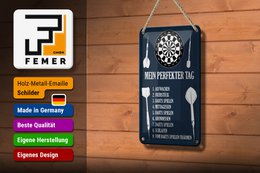 Tin sign saying 12x18cm my perfect day darts games decoration