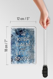 Tin sign saying 12x18cm Keep Calm and let is snow decoration