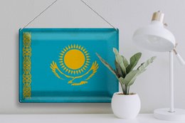 Tin Sign Flag of Kazakhstan 40x30cm Kazakhstan Vintage