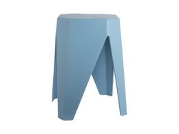  A light blue, triangular-shaped stool with a simple, modern design.