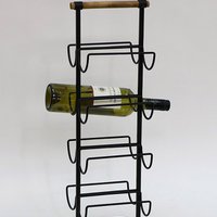 metal/wood wine rack black