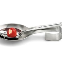 Löffelablage aus Edelstahl satiniert, schwere Ausführung