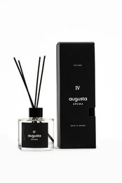  Black reed diffuser with a sleek, modern design. Features a glass bottle and black reeds to disperse a calming, aromatic fragrance.