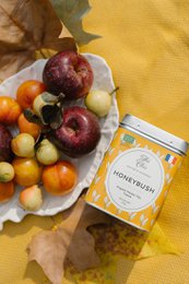 Organic honeybush tea, 120g refill pack. Warm, earthy, and slightly sweet flavor. Caffeine-free herbal tea.