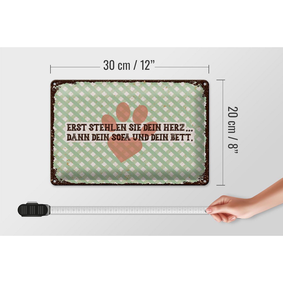 Blechschild Tiere 20x30 cm erst stehlen sie dein Herz dann Sofa und Bett Schild