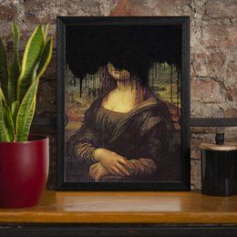 Drippy Mona Lisa sort graffiti print
