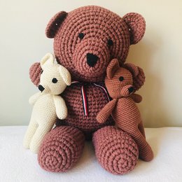 Luna-Leena big bear Leena brown - cotton (incl. donation) hand crocheted in Nepal
