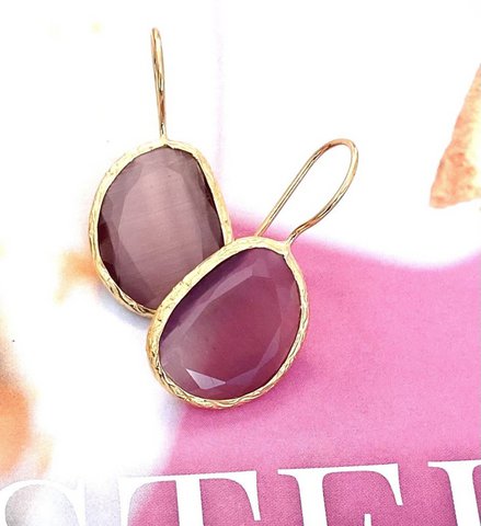 Ohrringe Cateye Steen Lila
