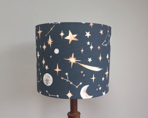 Stars Fabric Lampshade in Midnight