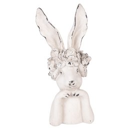 White plastic rabbit bunny head sculpture, tall ears, decorative Easter figurine, 45cm height