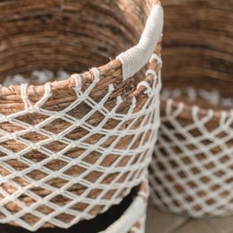 Opbevaringskurv PURA | Plantekurv | Vasketøjskurv (hvid) lavet af bananfiber (3 størrelser)