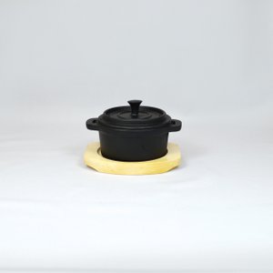 Eisenpot Minibräter schwarz 10x5cm emailliert m. Holz