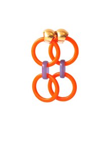 Oorbellen resin oranje/paars met oorsteker