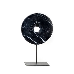The Marble Disc on Stand - Zwart - M