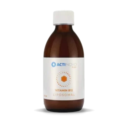 Liposomal Vitamin B12 supplement in a brown glass bottle. The product is described as "PURE" and the category is "Supplements".