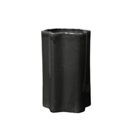 Dark green tall cylindrical planter pot, large XL size, modern geometric hexagonal shape, matte finish.