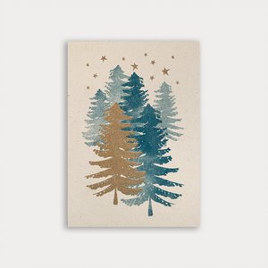 Postcard / fir trees under the starry sky / eco-friendly paper