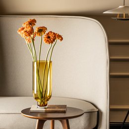 Sober moderne glasvase, cylindrisk form på elegant bund, mørkegrå, OMAHA14GR