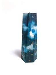 Large vase with a dazzling sky-inspired design featuring a starry night sky pattern in shades of blue and white.
