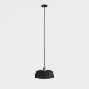 Hanglamp van zwart metaal en hout Modena