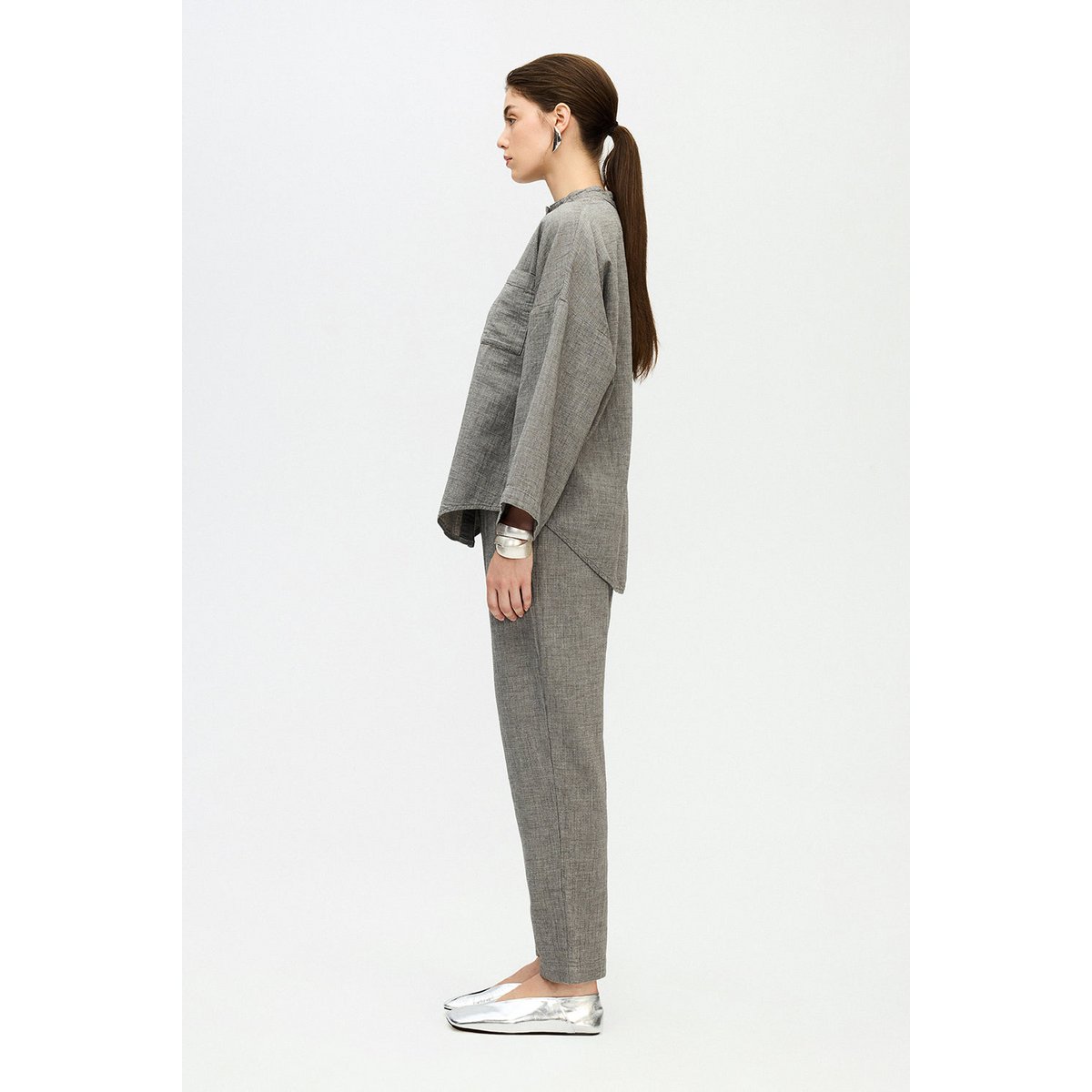 IKIKIZ Grey Cotton Crew Neck Shirt