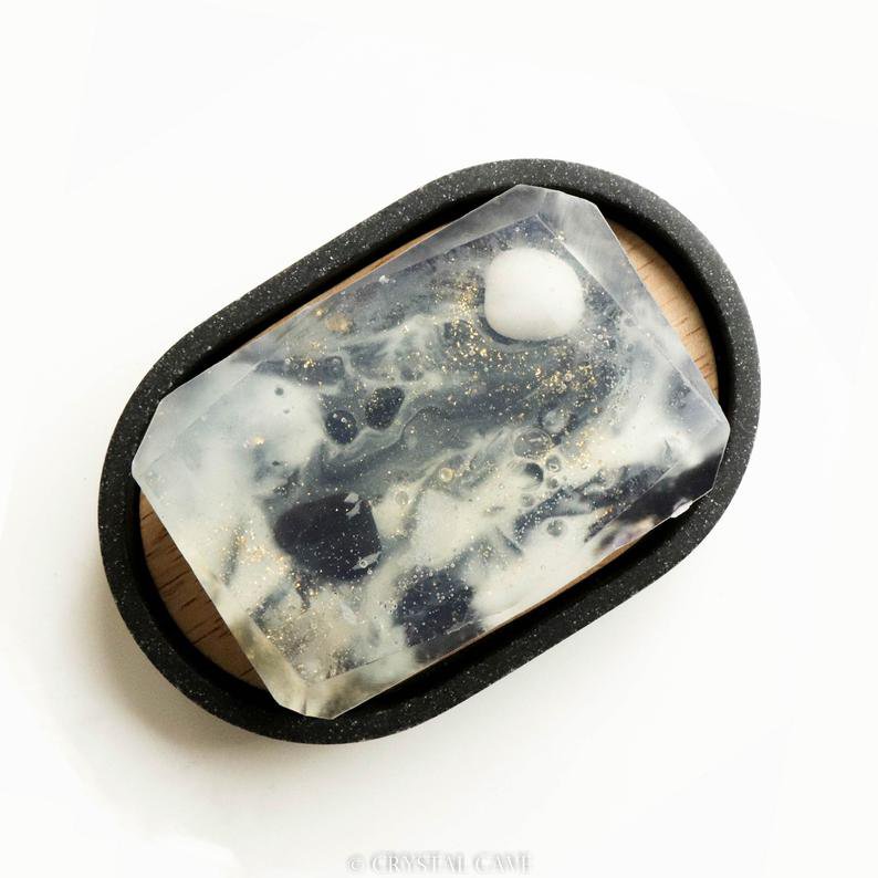 Edelsteinseife - Yin Yang - Schneeflocken-Obsidian und Schneequarz