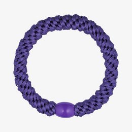  Lilac-colored elastic hair tie with a textured, braided design.