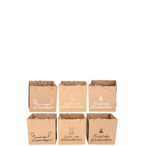 Paper bag solid, 3 motifs, 2 colors, L10cm, W10cm, H10cm, natural