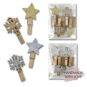 Gift clips stars & flakes set of 4