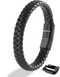 Black leather bracelet with "Wild" text, available in multiple sizes and colors.