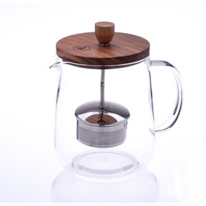 Theepot met houten deksel en verwijderbare zetgroep 1L